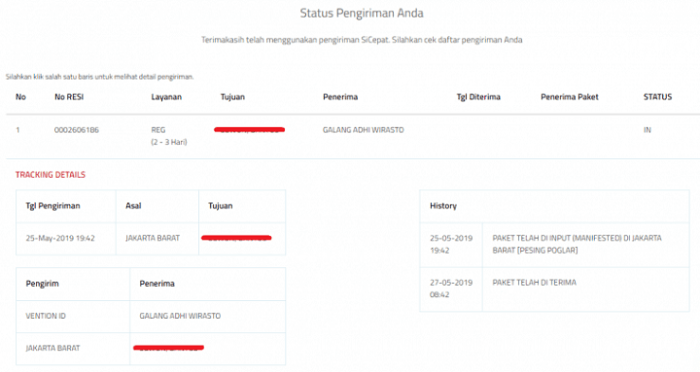 Status Pengiriman Sicepat Halu Secara Real Time